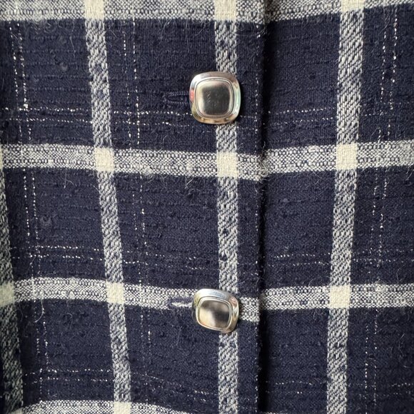 VTG Pendleton Blue Plaid Check Wool 80s Dark Academia USA Women's - Picture 6 of 15